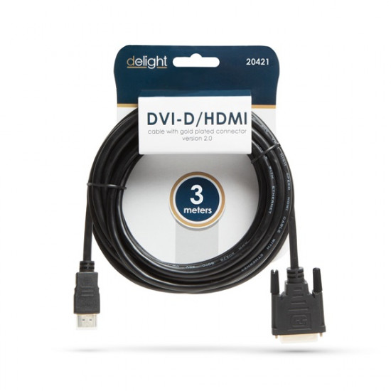Delight DVI-D - HDMI Kábel, 4K, 3m (20381)