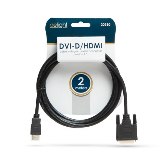 Delight DVI-D - HDMI Kábel, 4K, 2m (20380)
