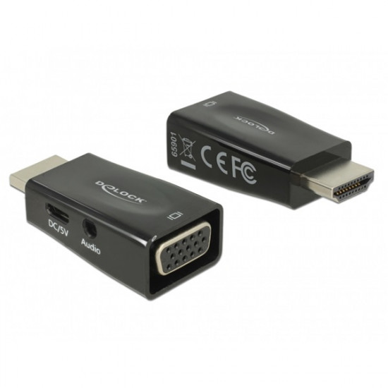 Delock HDMI-A apa - VGA anya adapter audióval (65901)