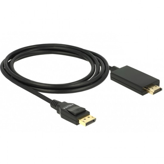 Delock Displayport 1.2 - HDMI 4K passzív kábel, 2m, fekete (85317)