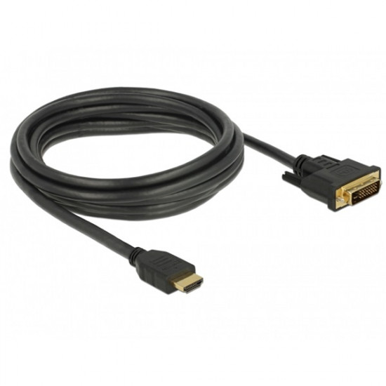 Delock HDMI apa - DVI 24+1 pin apa kétirányú kábel, 3m (85655)