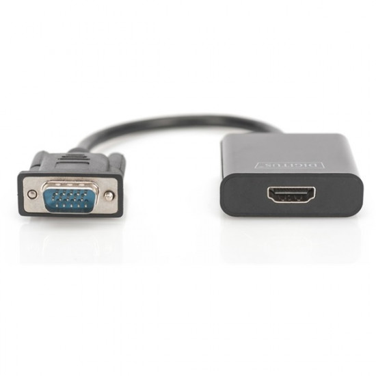 DIGITUS Audio-Video Átalakító, VGA - HDMI, 1080p FHD, audio 3.5mm - MiniJack (DA-70473)