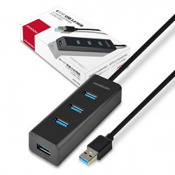 Axagon 4 portos USB 3.0 HUB gyorstöltéssel, 1.2m (HUE-S2BL)