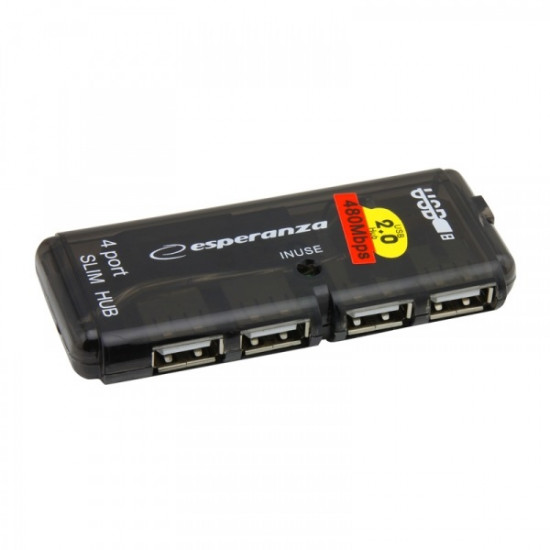 Esperanza 4 portos USB 2.0 HUB, fekete (EA112)