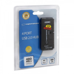 Esperanza 4 portos USB 2.0 HUB, fekete (EA112)