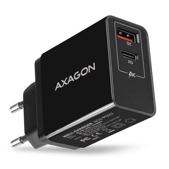 Axagon QC3.0 + USB-C PD hálózati töltő (ACU-PQ22)