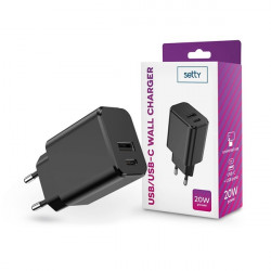 Setty 20W Type-C/USB fekete hálózati töltő (TF-0120)