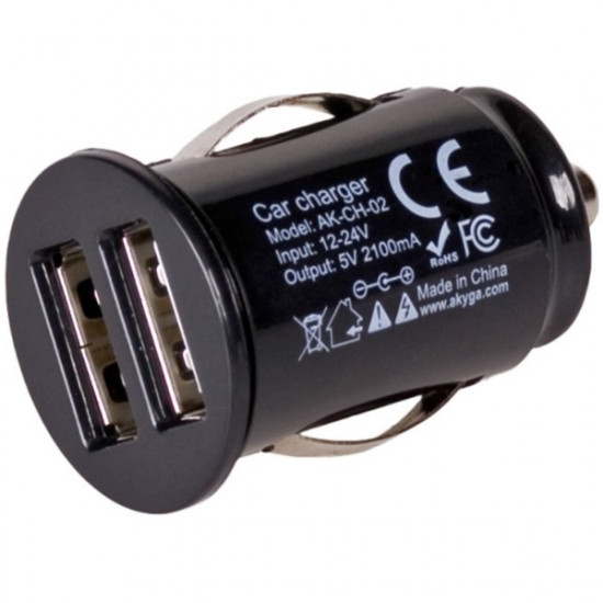Akyga szivargyújtó adapter 2x USB 5V/2.1A  (AK-CH-02)