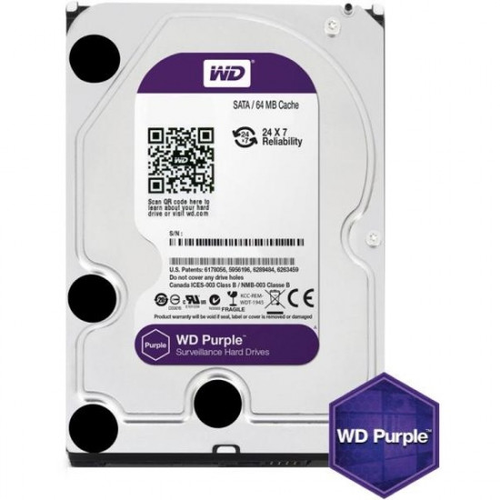 Western Digital Purple 1TB 64MB cache 3,5 merevlemez (WD10PURZ)