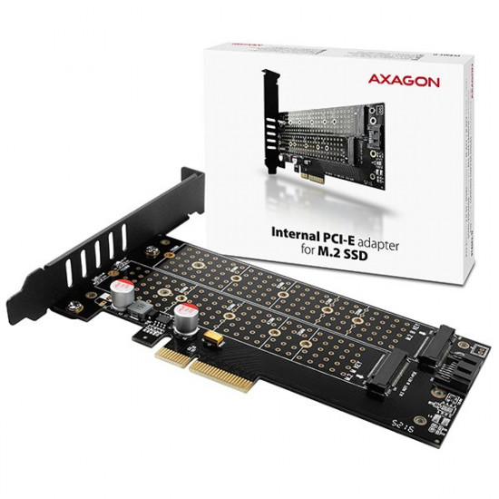 Axagon PCIE NVME+NGFF M.2 SSD adapter fekete (PCEM2-D)