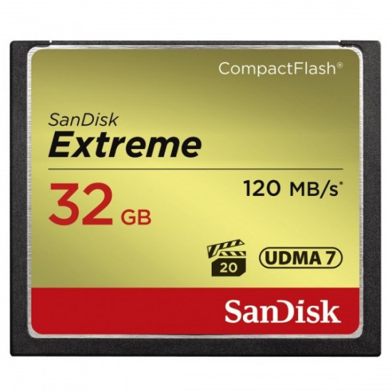SANDISK Memóriakártya 124093, CF Extreme kártya 32 GB, 120MB/sec.