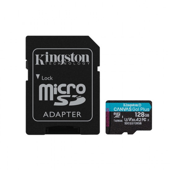 Kingston Canvas Go! Plus 128GB microSDXC UHS-I U3 V30 A2 + adapter  (SDCG3/128GB)