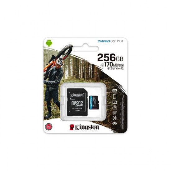 256GB microSDXC Kingston Canvas Go! Plus UHS-I U3 V30 A2 + adapter  (SDCG3/256GB)