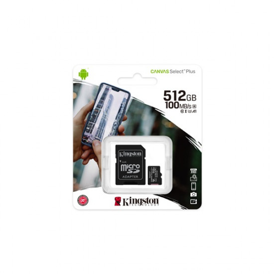 Kingston Canvas Select Plus 512GB microSDXC CL10 memóriakártya + adapter (SDCS2/512GB)