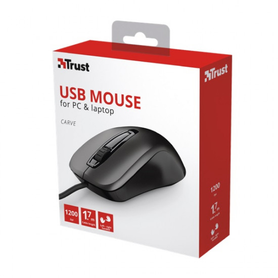 Trust Carve USB fekete egér (23733)