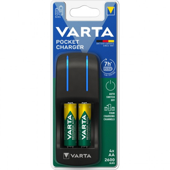 Varta Pocket Ready 2 USE töltő+ 4db AA 2600 mAh akkumulátor (57642101471)