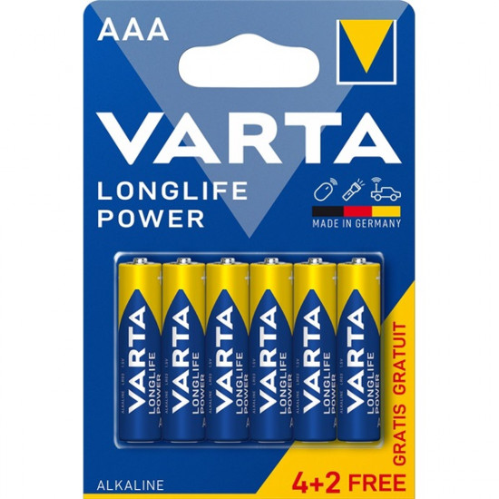 Varta Helps Longlife Power AAA (LR03) mikro ceruzaelem 4+2db (4903121436)