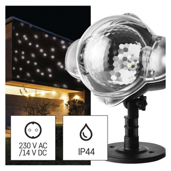 Emos kül-beltéri fehér hulló hópelyhek karácsonyi LED projektor (DCPC03)