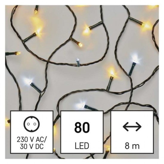 Emos 8m/80LED/kül-beltéri/időzítős/meleg/hideg fehér karácsonyi LED fényfüzér (D4AN04)