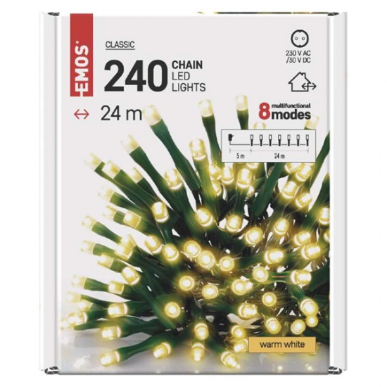 Emos 24m/240LED/kül-beltéri/meleg fehér karácsonyi LED fényfüzér (D4AW08)