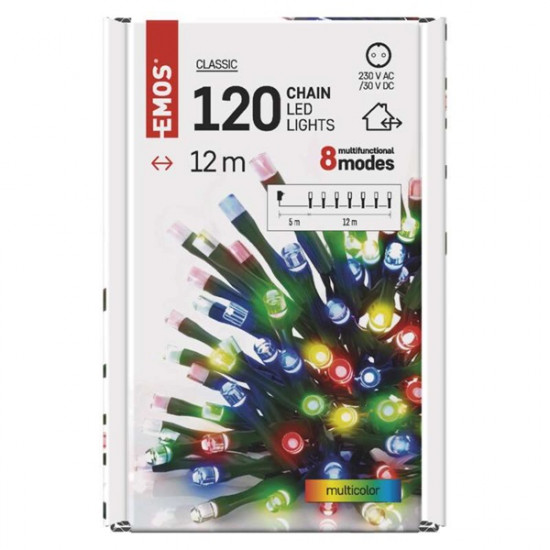 Emos 12m/120LED/kül-beltéri/többszínű karácsonyi LED fényfüzér (D4AM08)