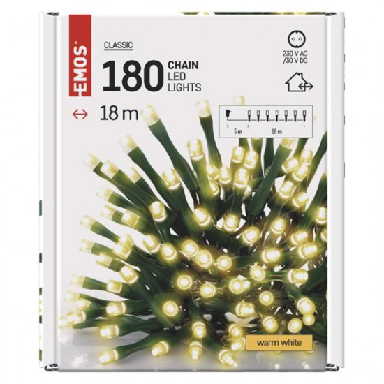 Emos 18m/180LED/kül-beltéri/időzítős/meleg fehér karácsonyi LED fényfüzér (D4AW04) Emos 18m/180LED/kül-beltéri/időzítős/meleg fehér karácsonyi LED fényfüzér (D4AW04)