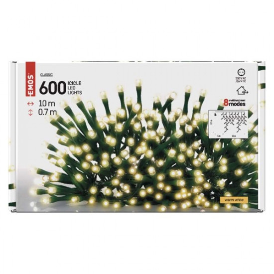 Emos 10m/600LED/kül-beltéri/meleg fehér/jégcsap karácsonyi LED fényfüggöny (D4CW03) Emos 10m/600LED/kül-beltéri/meleg fehér/jégcsap karácsonyi LED fényfüggöny (D4CW03)