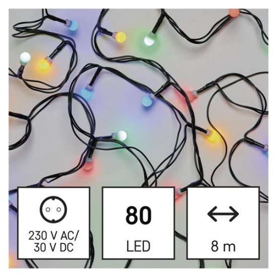 Emos 8m/80LED/kül-beltéri/többszínű/golyók karácsonyi LED fényfüzér (D5AM05)
