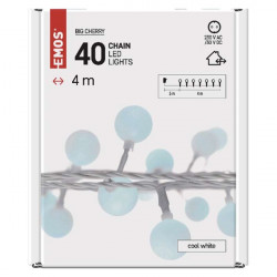 Emos 4m/40LED/kül-beltéri/időzítős/hideg fehér/golyók LED fényfüzér (D5AC01)