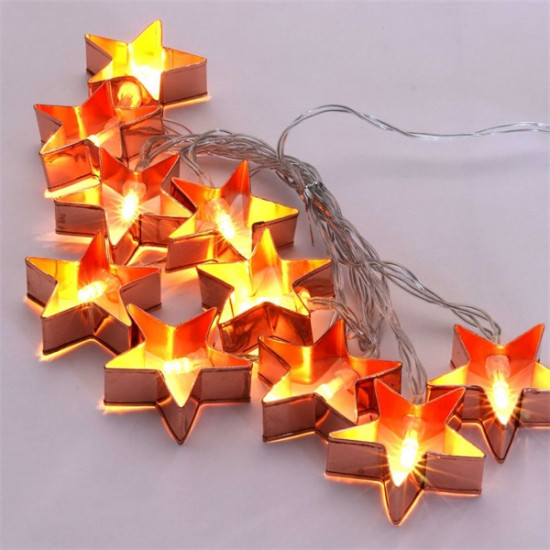 IRIS Csillag alakú fém 2m/meleg fehér/10db LED-es/3xAA elemes fénydekoráció  (240-01)