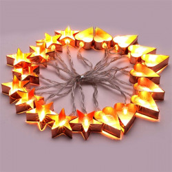 IRIS Csillag+szív alakú fém/4m/meleg fehér/20db LED-es/USB-s fénydekoráció  (240-14)