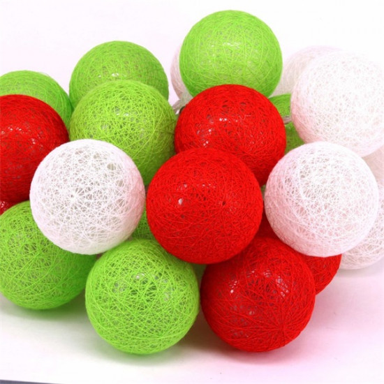 IRIS Gömb alakú 6cm/színes fonott/4,5m/piros-fehér-zöld/30db LED-es/USB-s fénydekoráció (104-48) IRIS Gömb alakú 6cm/színes fonott/4,5m/piros-fehér-zöld/30db LED-es/USB-s fénydekoráció (104-48)