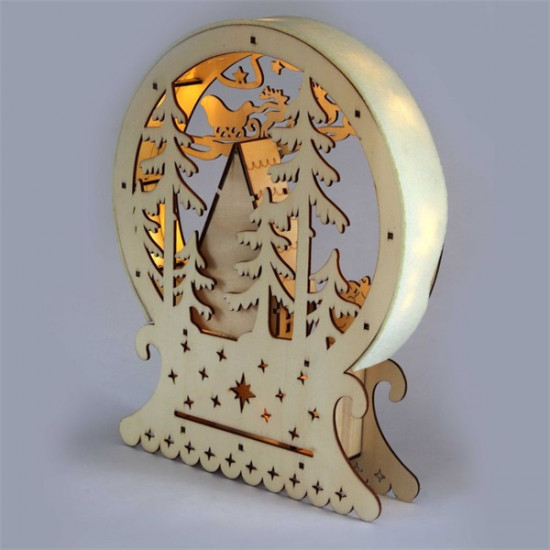 IRIS Félkör keretes karácsonyi ház 23x28,5cm/meleg fehér LED-es fa fénydekoráció  (308-02)