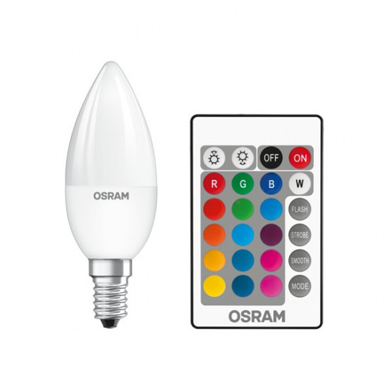 Osram STAR+ LED fényforrás E14 4.5W gyertya RGB (ST CLAS B 25 RGBW 4.5 W/2700K E14 FR)