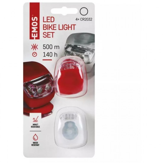Emos 10lm 2db-os fehér/piros LED kerékpárlámpa szett (P3921)