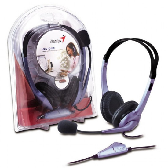Genius HS-04S single-jack fekete mikrofonos PC fejhallgató headset