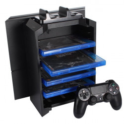 FroggieX Charge & Disc Tower PS4 játék tartó és dupla töltő állvány fekete (FX-P4-C1-B)