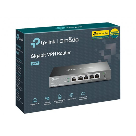 TP-LINK Vezetékes VPN Router 1xWAN(1000Mbps) + 4xLAN(1000Mbps), (ER605)