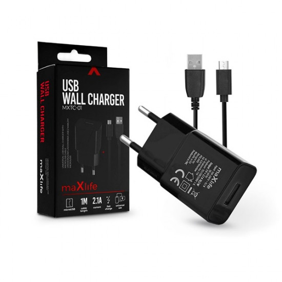 Haffner 2.1A microUSB fekete hálózati töltő (TF-0125)