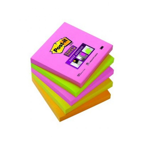 Post-it 654S-N Super Sticky 76mm x 76mm 5 x 90 lap neon jegyzettömb (7100086941)