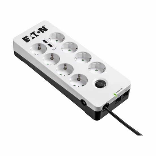 Eaton Protection Box túlfeszültségvédő elosztó, 8 aljzat, 2 USB port (PB8TUD) Eaton Protection Box túlfeszültségvédő elosztó, 8 aljzat, 2 USB port (PB8TUD)