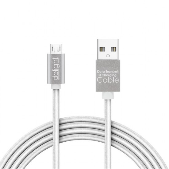 Delight microUSB adatkábel LED fénnyel, 1m, ezüst (55442M-WH)