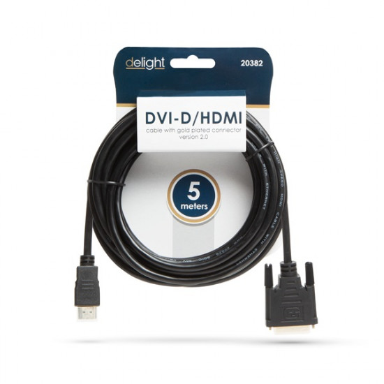 Delight HDMl - DVI-D kábel, 4K, 5m (20382)
