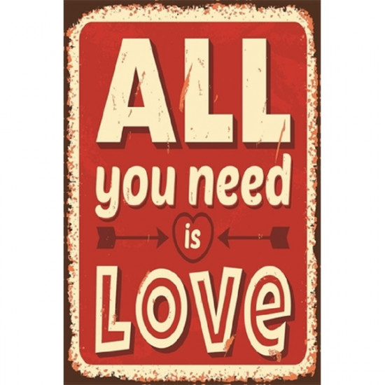 All you need is Love 20x30 cm-es retro dekor fémtábla (C20377)