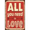 All you need is Love 20x30 cm-es retro dekor fémtábla (C20377)