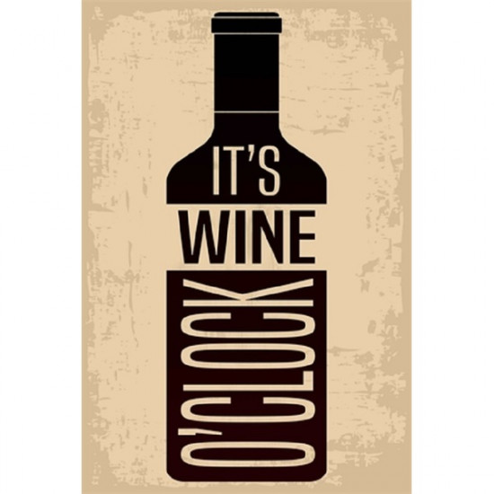 It`s wine o`clock 20x30 cm-es retro dekor fémtábla (C20397)