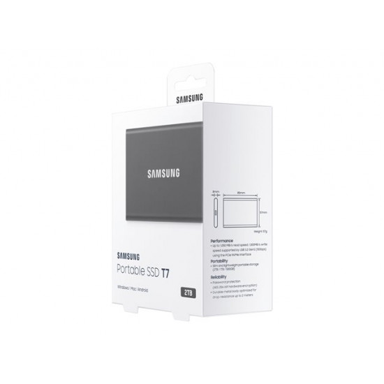 SAMSUNG Portable SSD T7 2TB extern USB 3.2 Gen 2 indigo titan grey