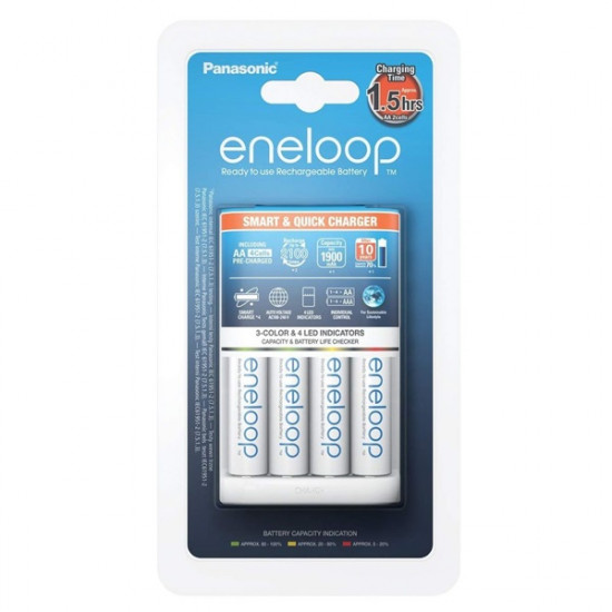 Panasonic Eneloop gyorstöltő +4xAA eneloop akkumulátor (KKJ55MCC40E)