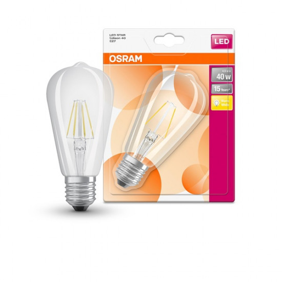 Osram STAR Edison LED fényforrás E27 4.5W meleg fehér filament (4052899972346)