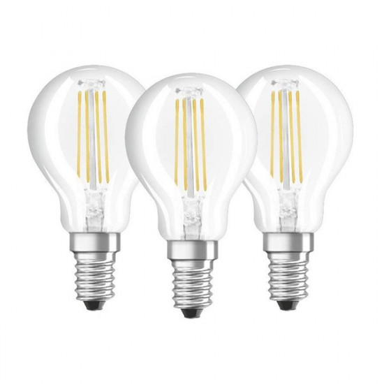 Osram BASE Clas LED fényforrás E14 4W Kisgömb meleg fehér filament (3db) (4058075819337)